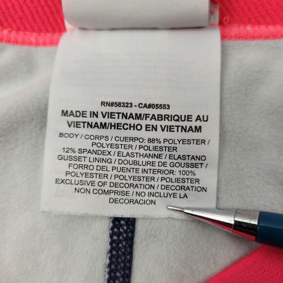 Nike Pro Dri-Fit Purple Geometric Print Pink Waistband Ankle Leggings sz Medium - Picture 9 of 10